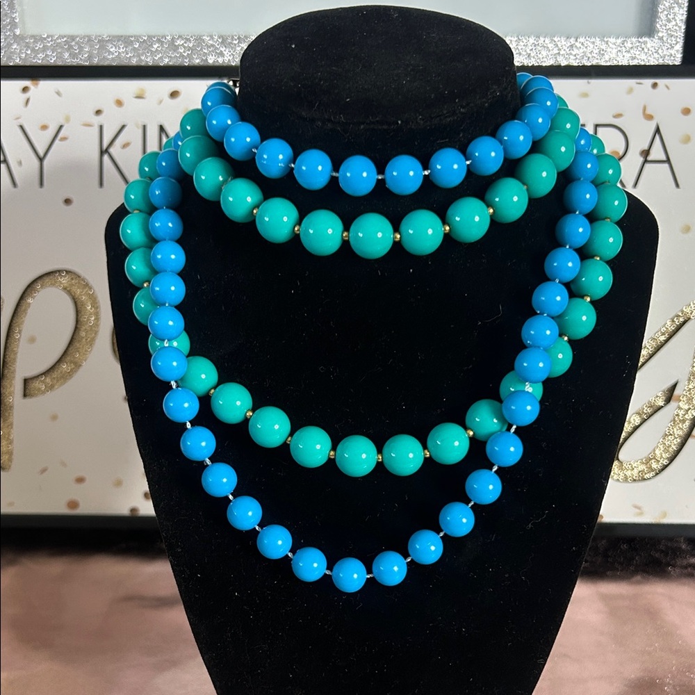 Blue and Green Beaded Necklace Set